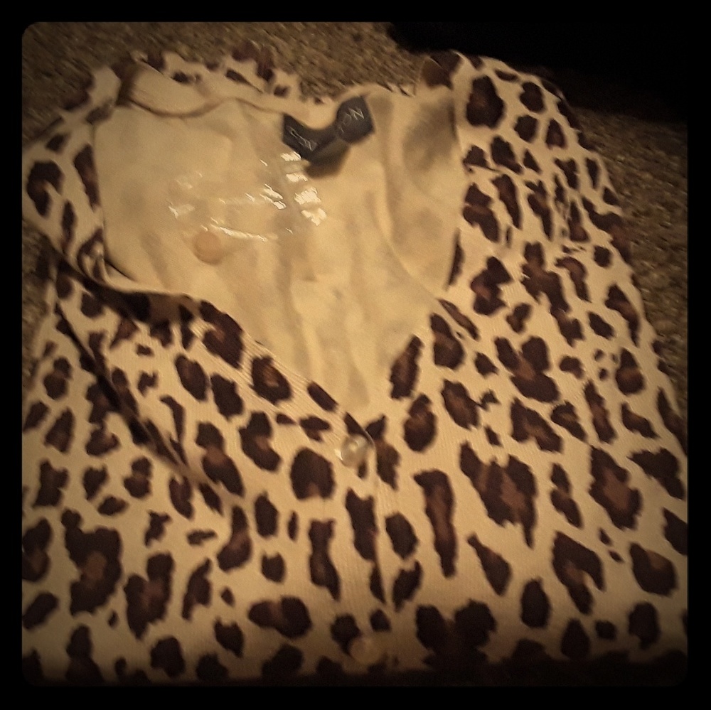 Button up cheetah print sweater
